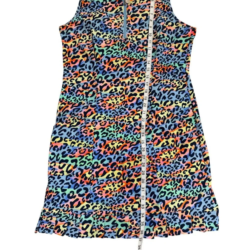 Tzu Tzu Womens Size L Dress Sleeveless Zip Mock-Neck Rainbow Leopard Pockets - Picture 7 of 7